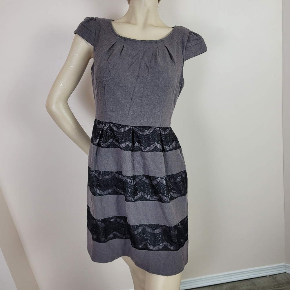 Darling clothing gray wool blend dress with lace